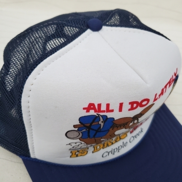 Vintage Showboat "All I Do lately Is Drag My Ass" Mesh Trucker Snapback Hat Cap - Picture 2 of 8